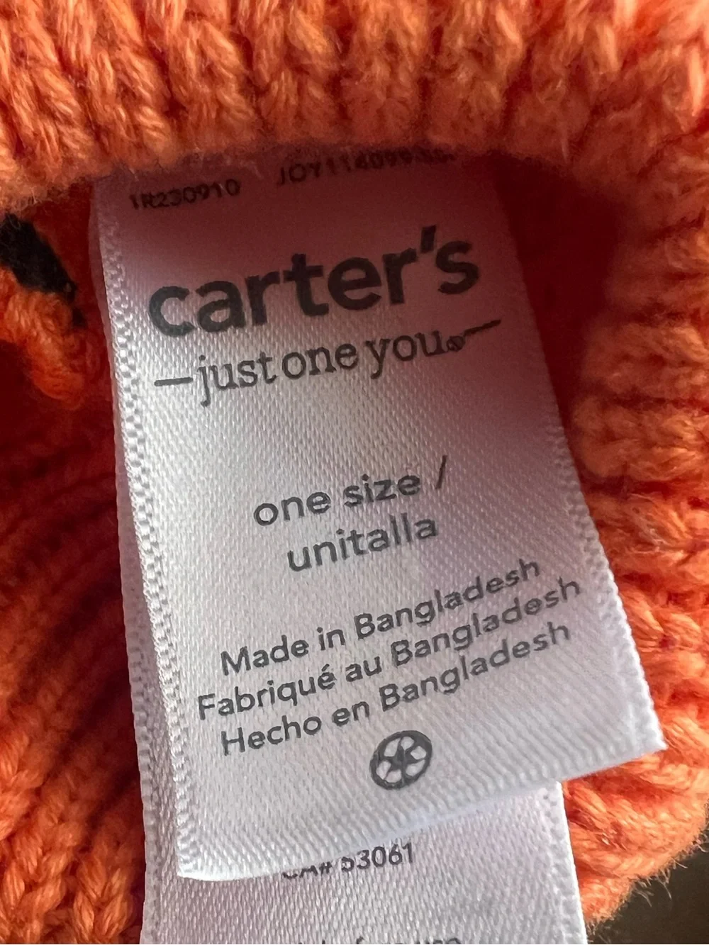 Carter's Orange October/Halloween Slippers